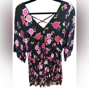 TORRID Floral Tie Waist Mini Challis Skater Dress - Size 1X